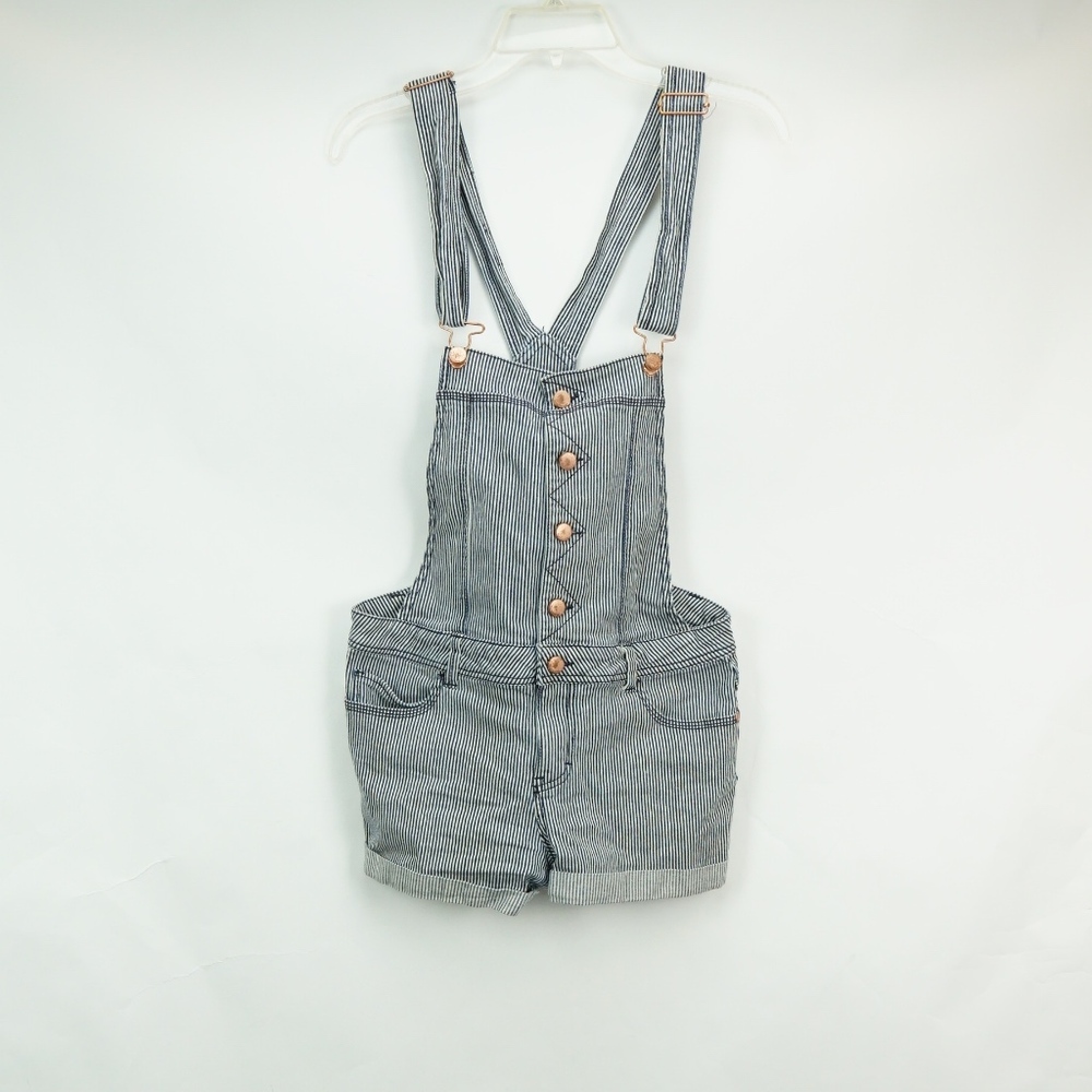 Tinseltown Striped Conductor Overall Shorts YL